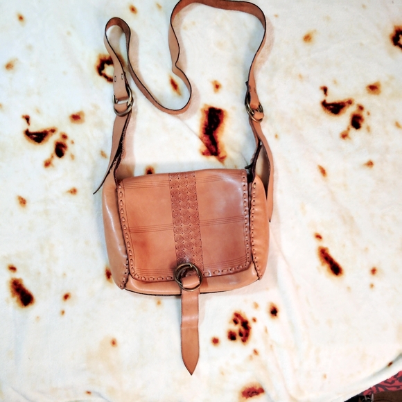 Vtg 80s/90s Boho Whimsygoth Genuine Egyptian Leather Crossbody Messenger Bag - Picture 2 of 16